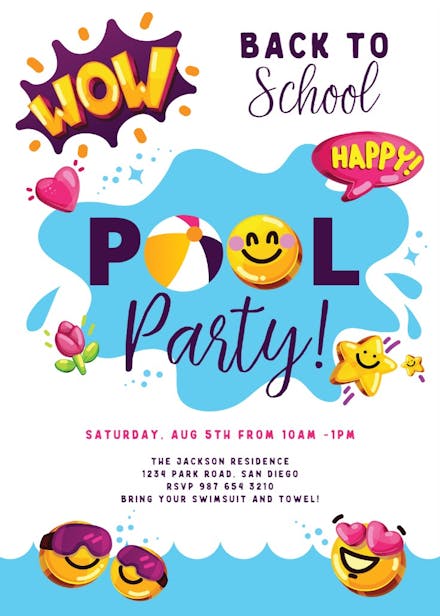 Splash fest - back to school invitation