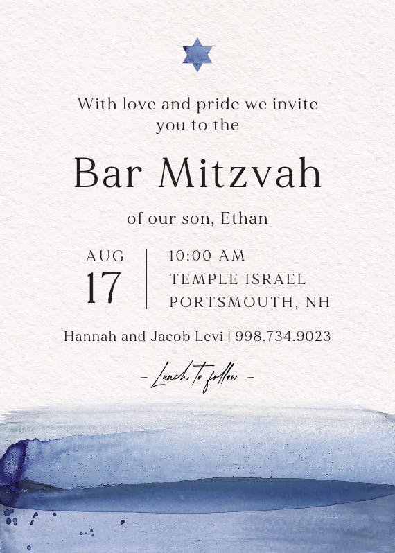 Artisan blue -  invitación de bar & bat mitzvah