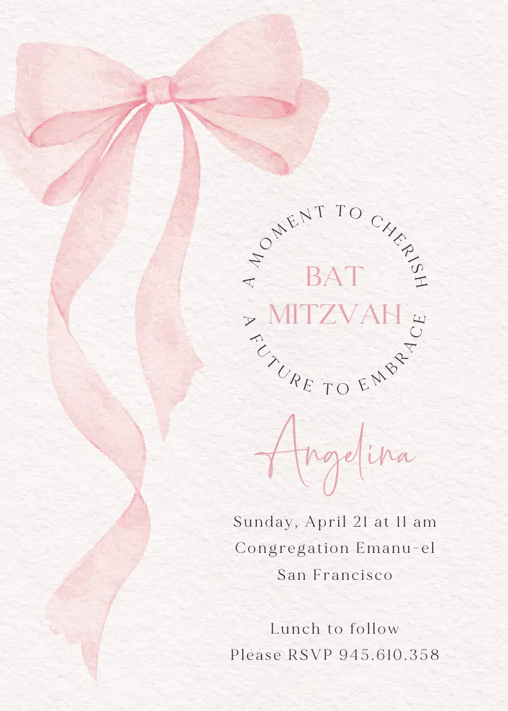 Boldest bow - invitation bar mitsva et bat mitsva