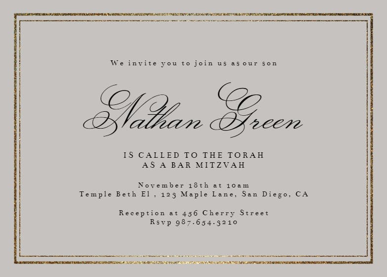Classy - bar & bat mitzvah invitation