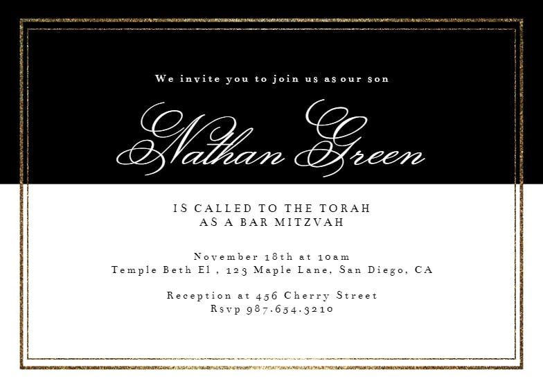 Classy - bar & bat mitzvah invitation