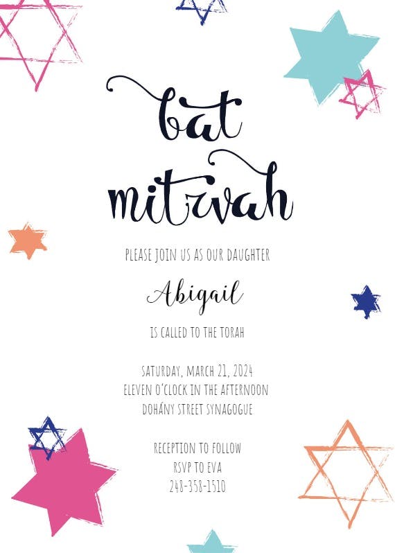 Confetti bat mitzvah - bar & bat mitzvah invitation