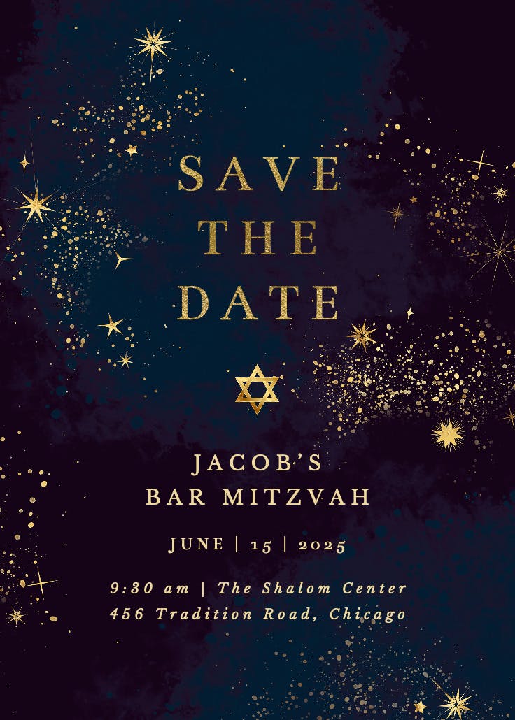 Cosmic star - invitación de bar & bat mitzvah