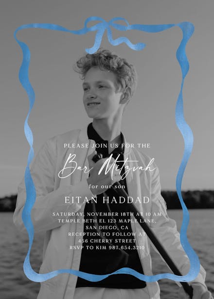 Delicate ribbon - bar & bat mitzvah invitation