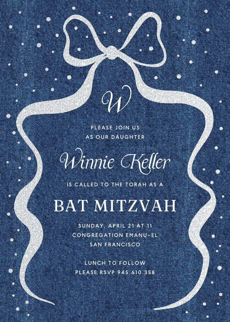 Denim design - invitación de bar & bat mitzvah