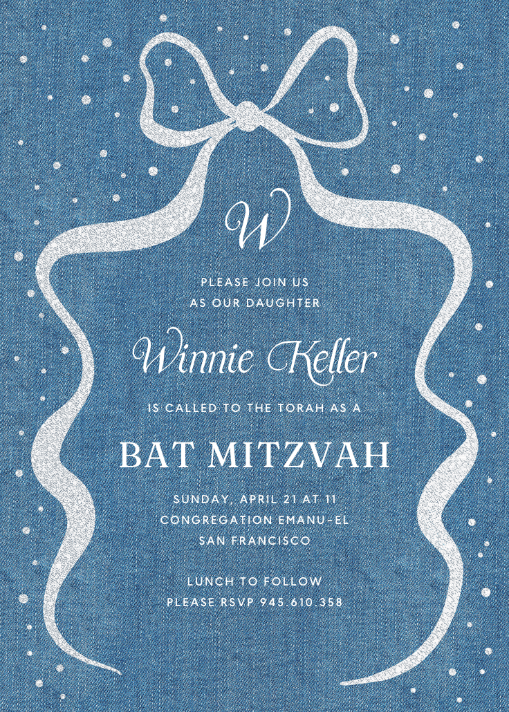 Denim design - invitación de bar & bat mitzvah