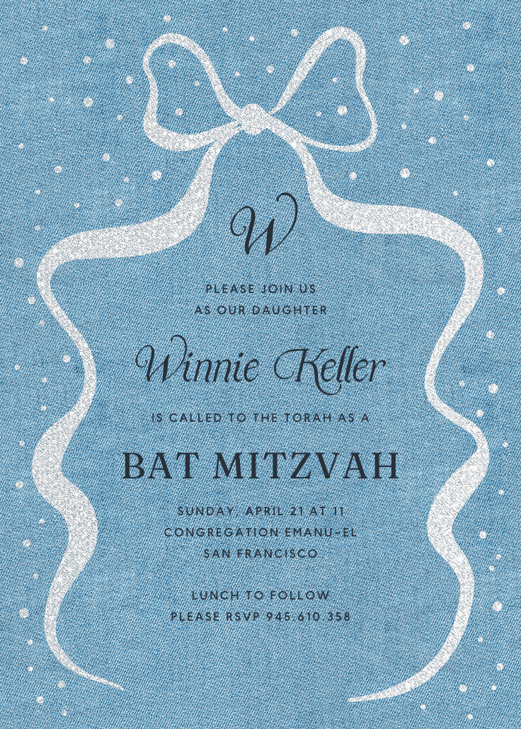 Denim design - invitación de bar & bat mitzvah