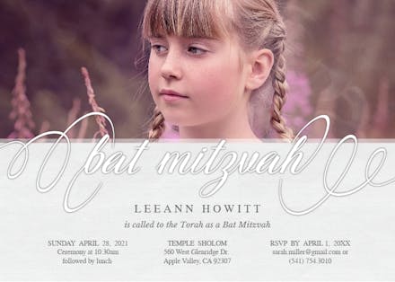 Elegant calligraphy - Bar Mitzvah & Bat Mitzvah Invitation