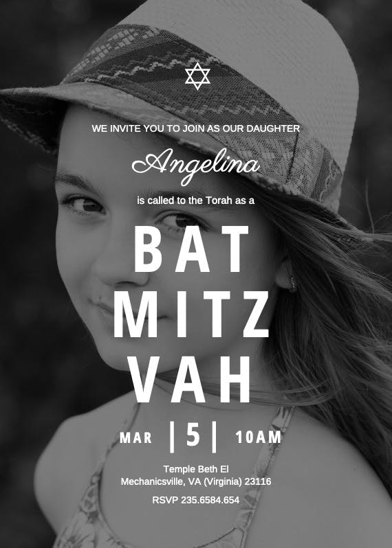 Elegant photo -  invitación de bar & bat mitzvah