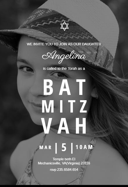 Elegant photo - Bar Mitzvah & Bat Mitzvah Invitation