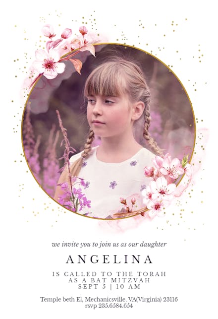 Floral Sakura - Bar Mitzvah & Bat Mitzvah Invitation