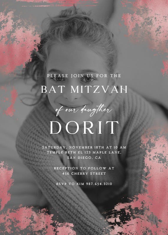 Foiled photo - invitación de bar & bat mitzvah