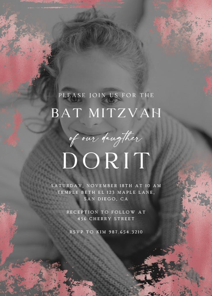 Foiled photo - bar & bat mitzvah invitation