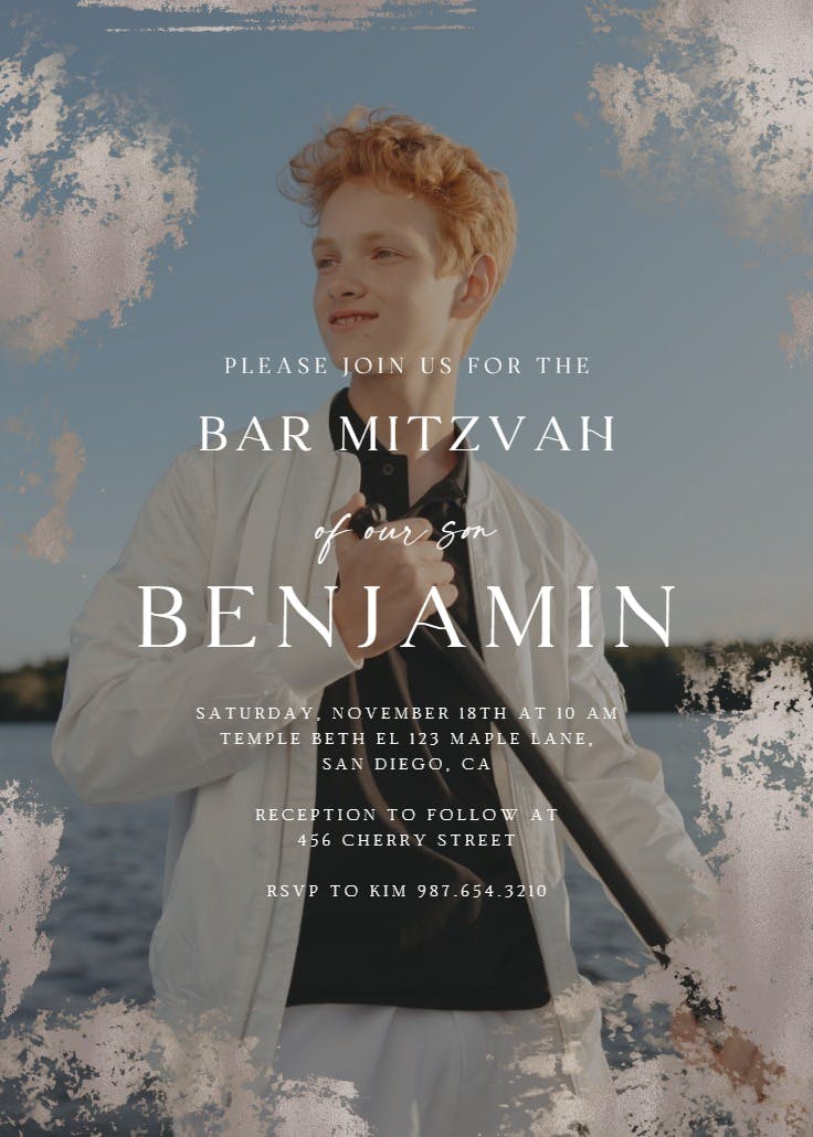 Foiled photo - bar & bat mitzvah invitation