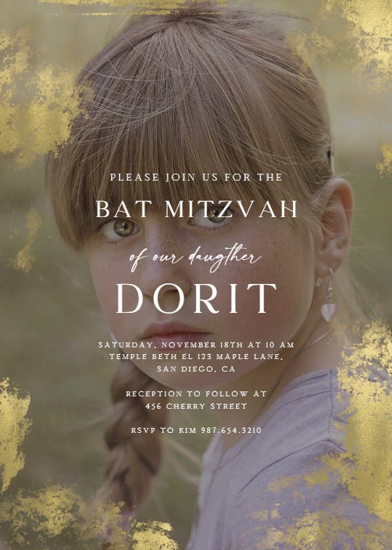Foiled photo - bar & bat mitzvah invitation