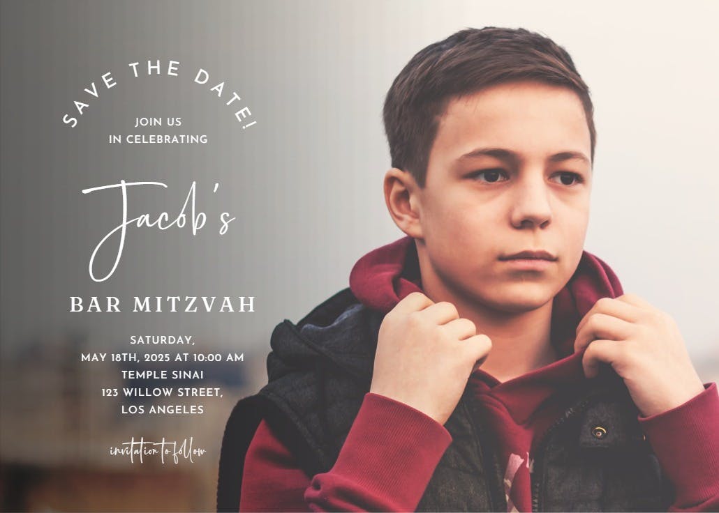 Full photo - bar & bat mitzvah invitation