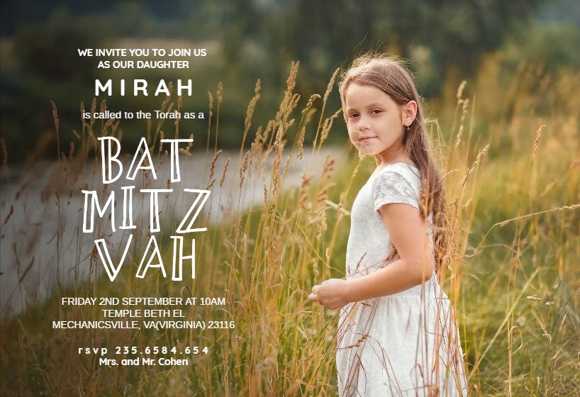 Full photo - bar & bat mitzvah invitation
