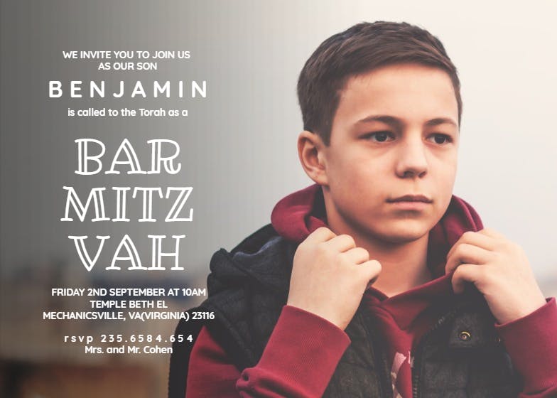 Full photo - bar & bat mitzvah invitation
