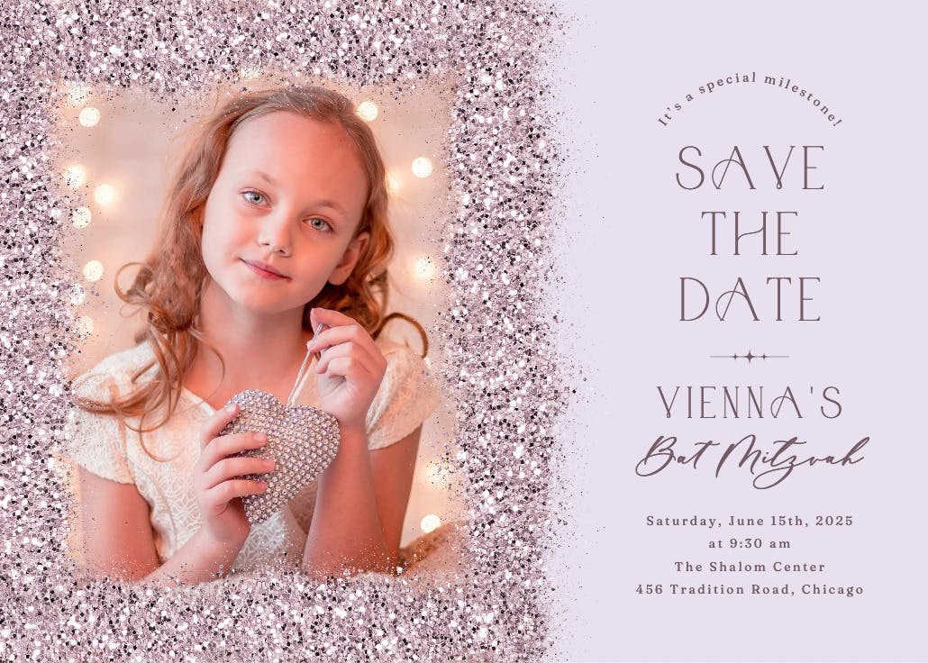 Glitter abstract - invitación de bar & bat mitzvah