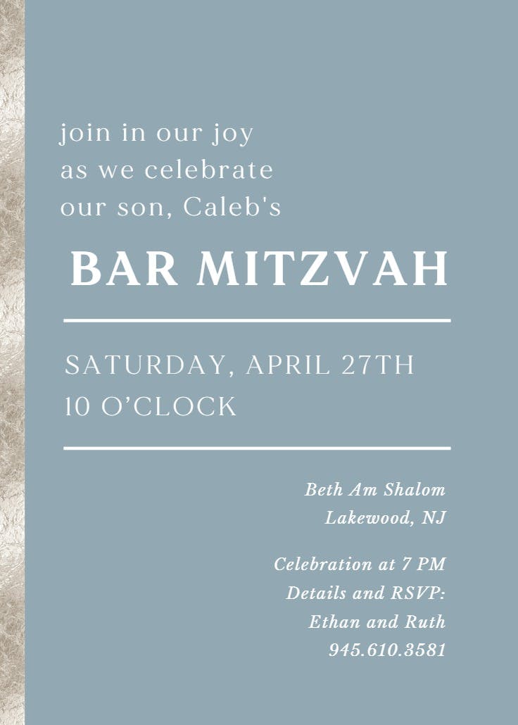 Join in the joy -  invitación de bar & bat mitzvah