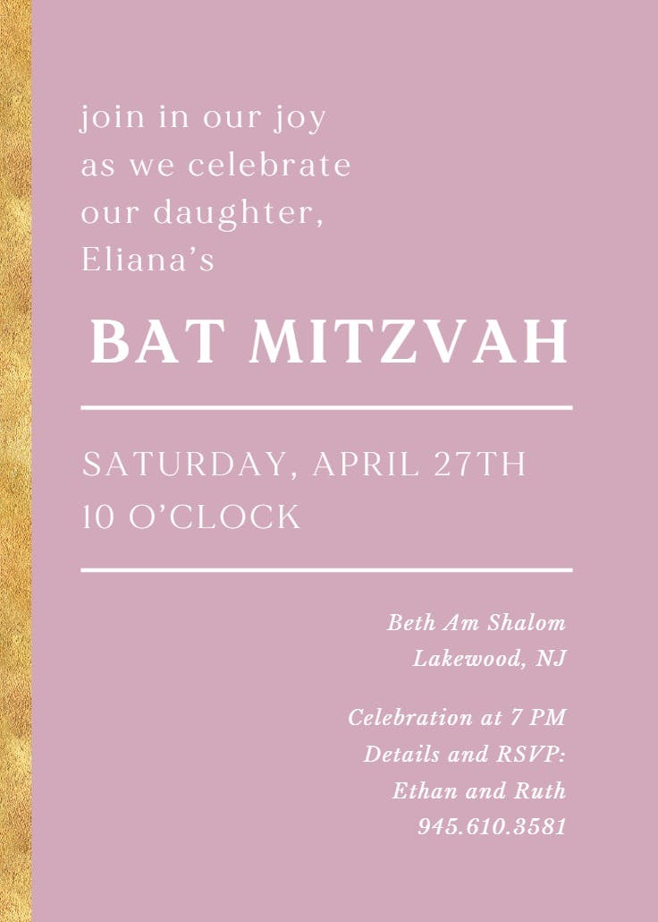 Join in the joy -  invitación de bar & bat mitzvah