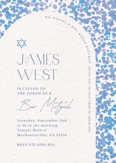 Lavender confetti - bar & bat mitzvah invitation