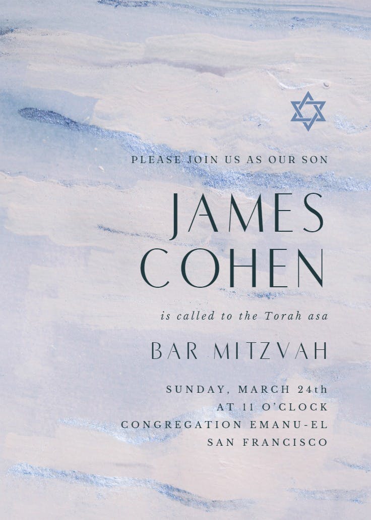 Minimal and elegant - invitación de bar & bat mitzvah