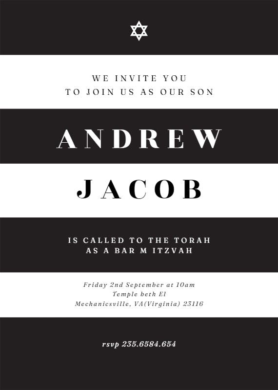 Newly minted - bar & bat mitzvah invitation