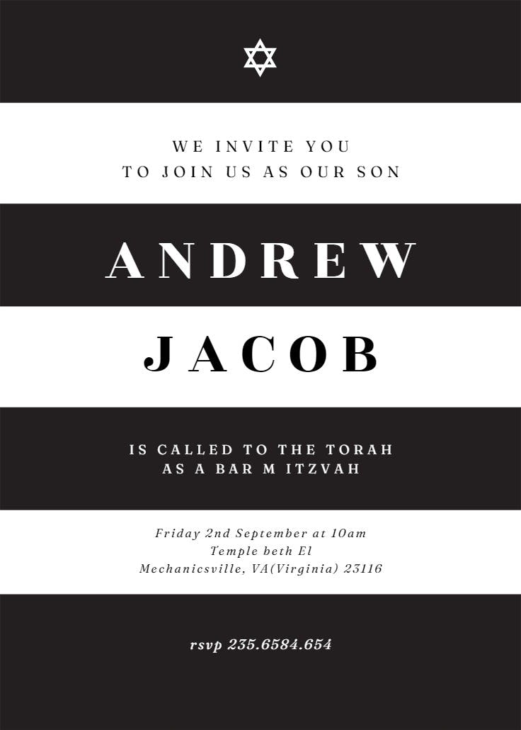 Newly minted - invitación de bar & bat mitzvah