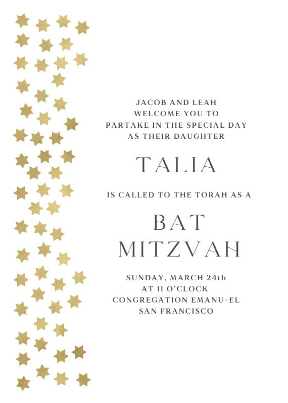 Sea of stars -  invitación de bar & bat mitzvah
