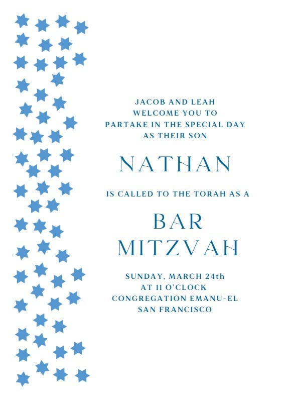 Sea of stars - bar & bat mitzvah invitation