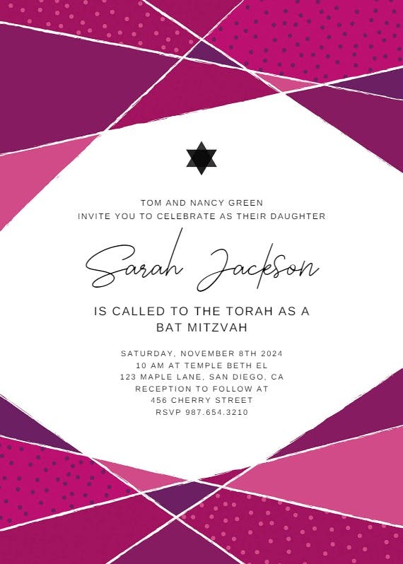 Shapes and dots - bar & bat mitzvah invitation
