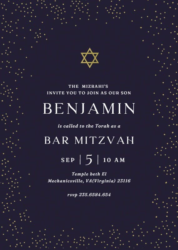 Shining star -  invitación de bar & bat mitzvah