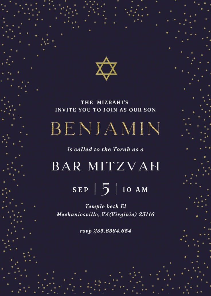 Shining star -  invitación de bar & bat mitzvah