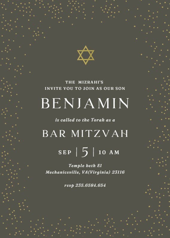 Shining star - bar & bat mitzvah invitation
