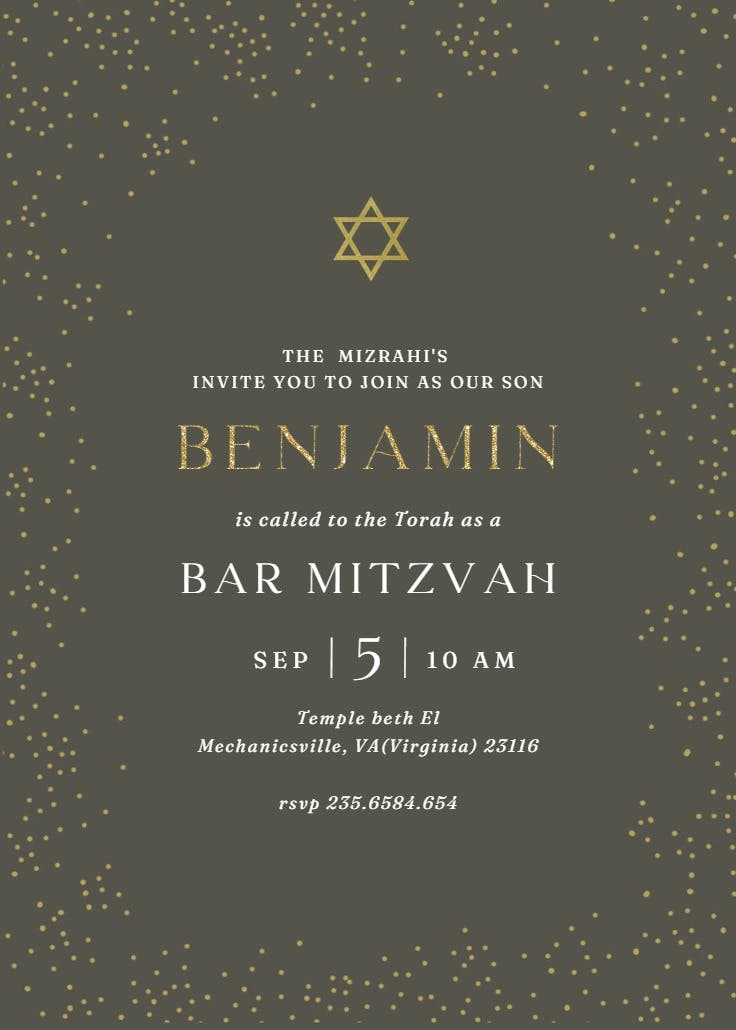 Shining star - bar & bat mitzvah invitation