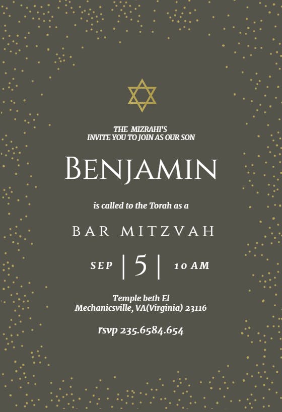Shining star - bar & bat mitzvah invitation