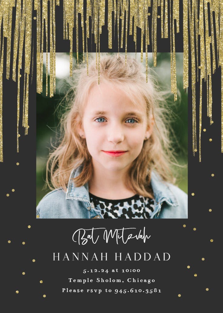 Shiny Stripes Frame - Bar & Bat Mitzvah Invitation Template | Greetings ...