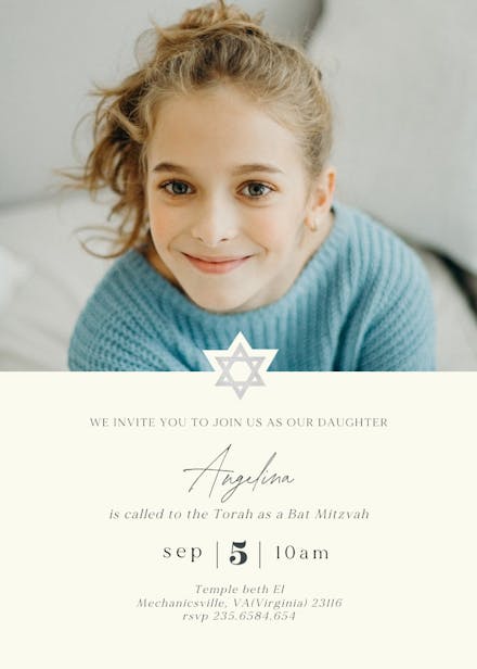 Silver star - bar & bat mitzvah invitation