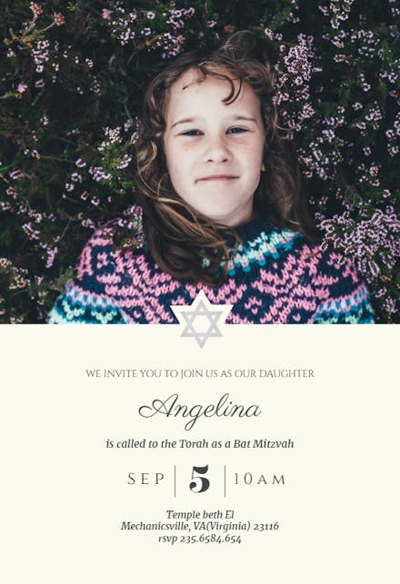 Silver star - Bar Mitzvah & Bat Mitzvah Invitation