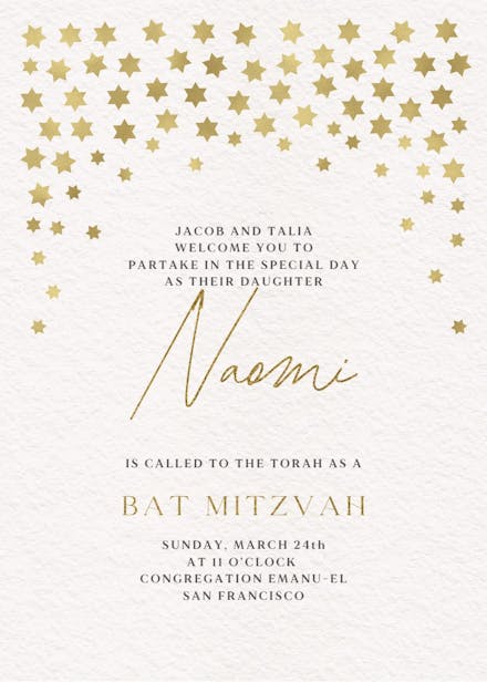 Sky full of stars - bar & bat mitzvah invitation
