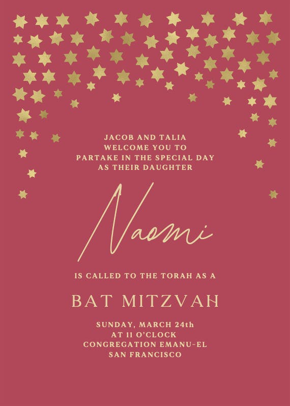 Sky full of stars -  invitación de bar & bat mitzvah