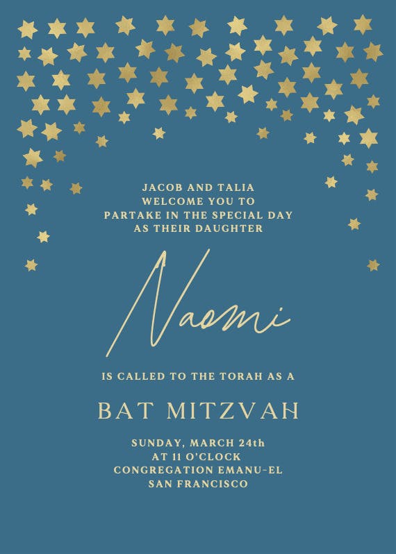 Sky full of stars - bar & bat mitzvah invitation
