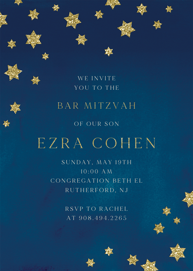 Stars of faith - invitación de bar & bat mitzvah