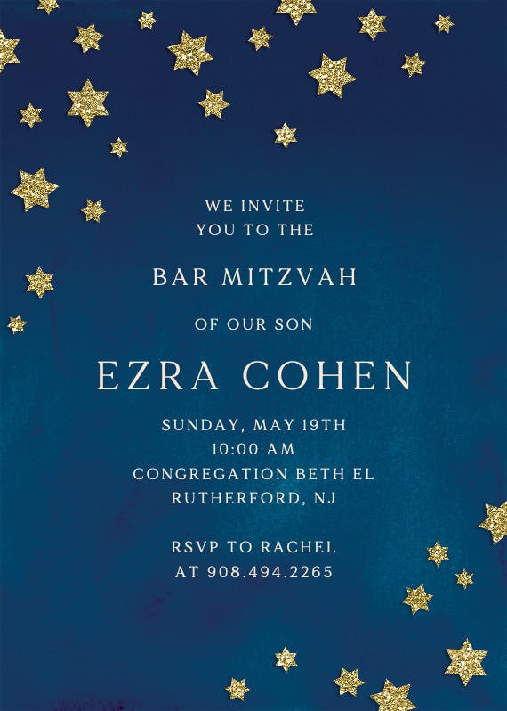 Stars of faith - bar & bat mitzvah invitation