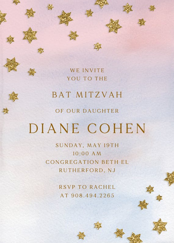 Stars of faith - bar & bat mitzvah invitation