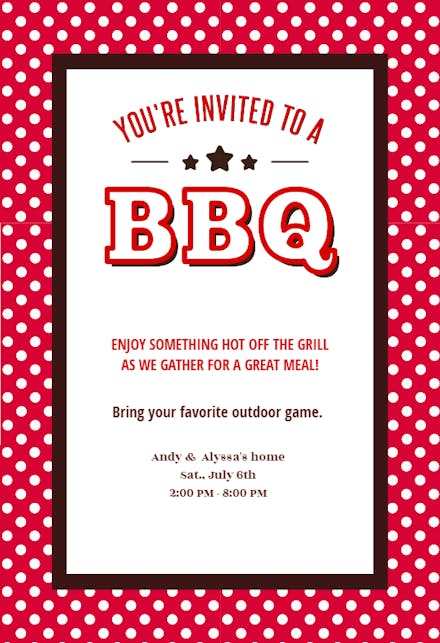 A Bbq Bbq Party Invitation Template Free Greetings Island