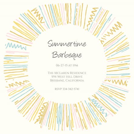 Ancient Sunburst BBQ - BBQ Party Invitation