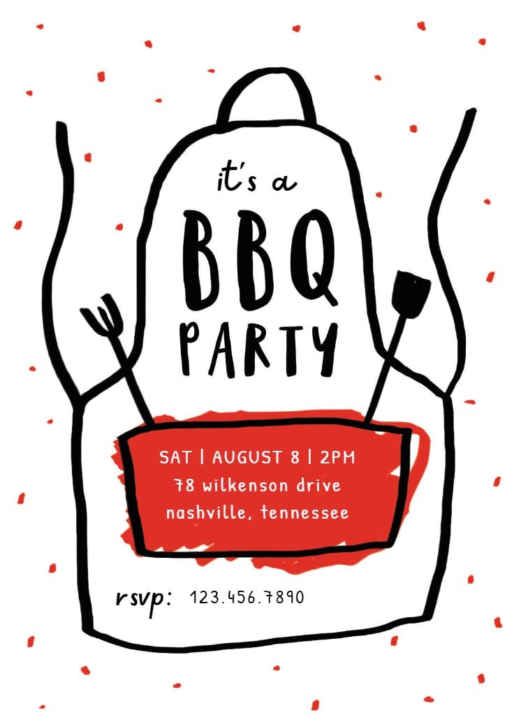 Apron - bbq party invitation