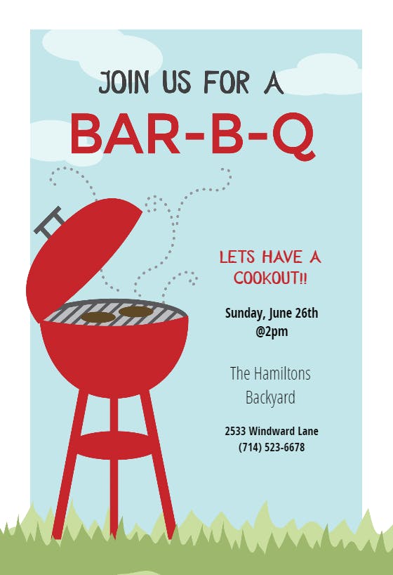 Bbq cookout - party invitation